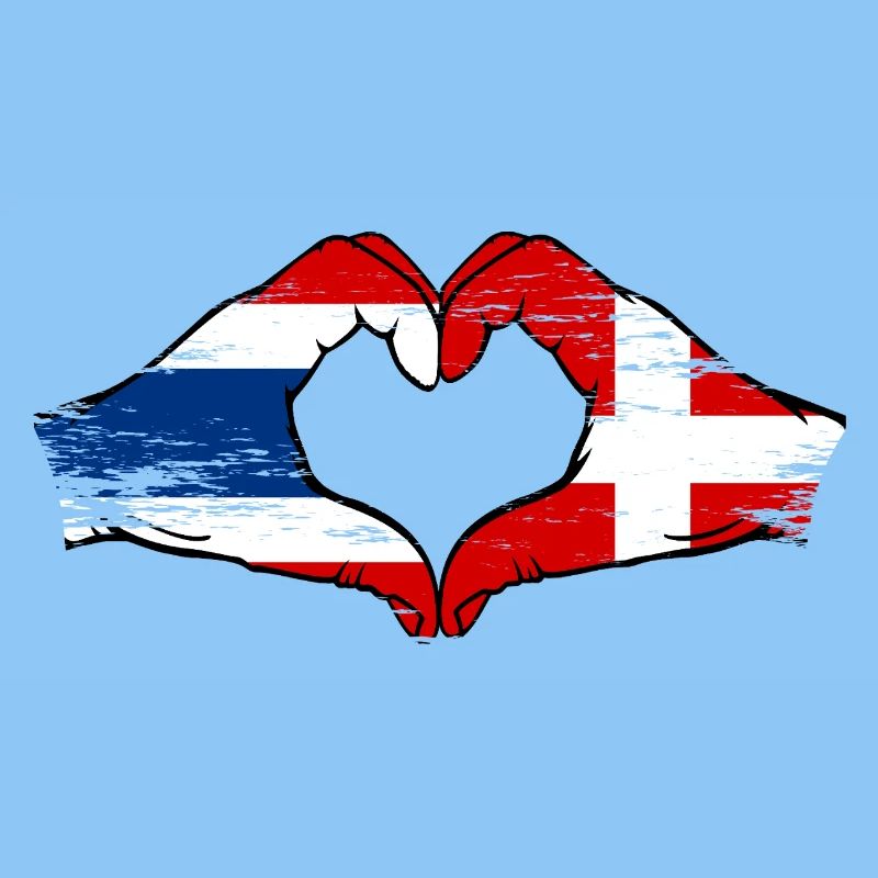 Thaïlande Danemark drapeau mains forme coeur utilisé
