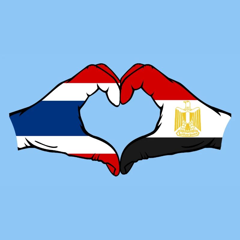 Thaïlande Égypte Drapeau Mains Coeur Forme