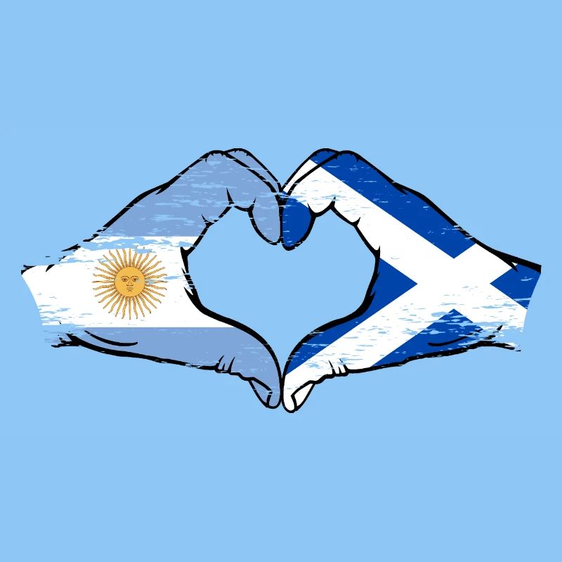 Argentine Ecosse drapeau mains forme de coeur utilisé
