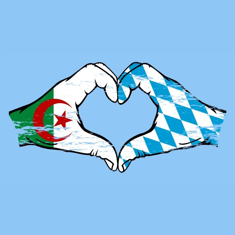 Algérie Bavière Drapeau Mains Coeur Forme Utilisé