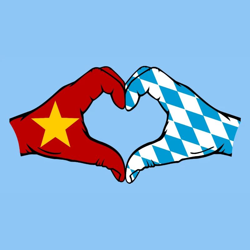 Vietnam Bavière Drapeau Mains Coeur Forme