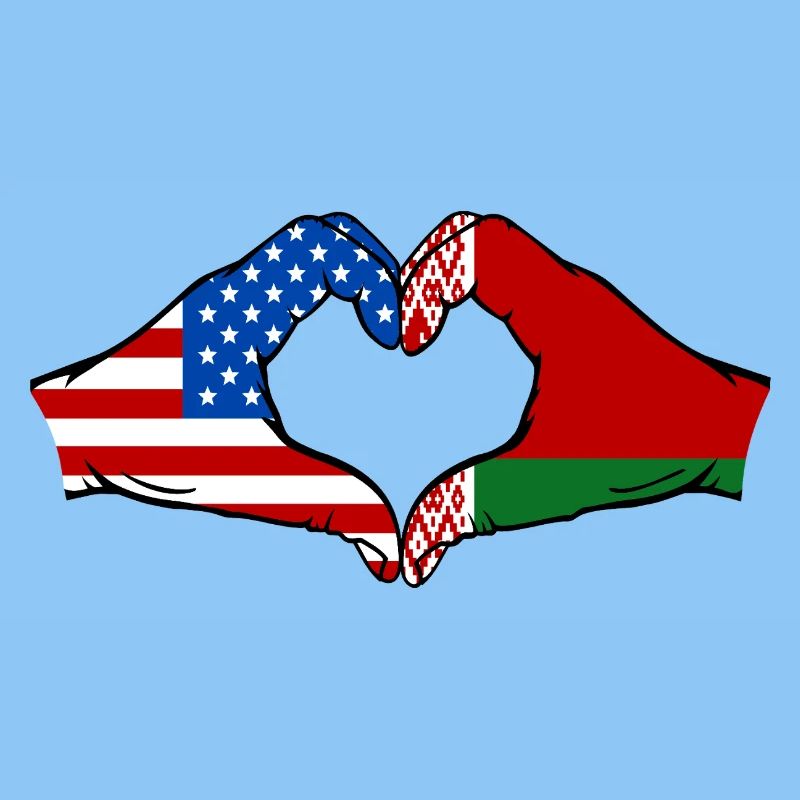 USA Belarus Flag Hands Heart Shape
