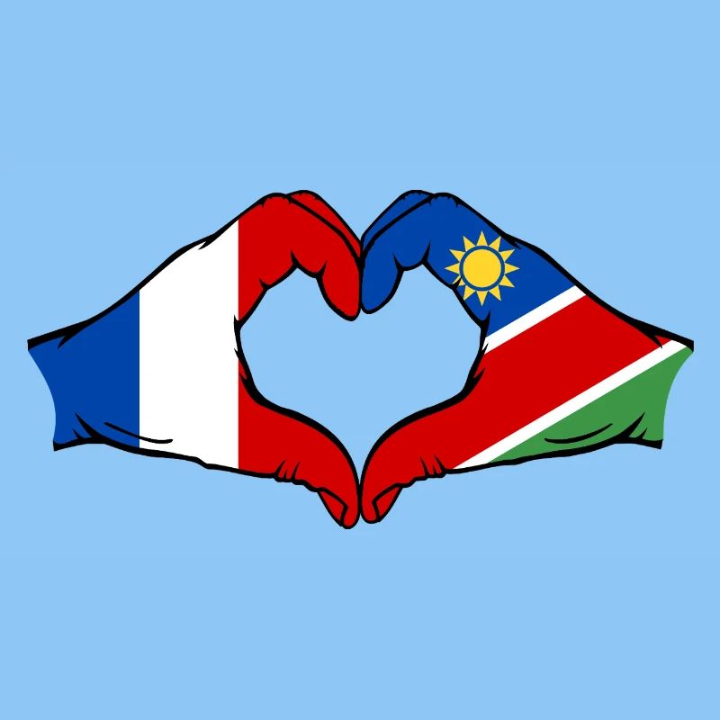 Frankreich Namibia Flagge Herz
