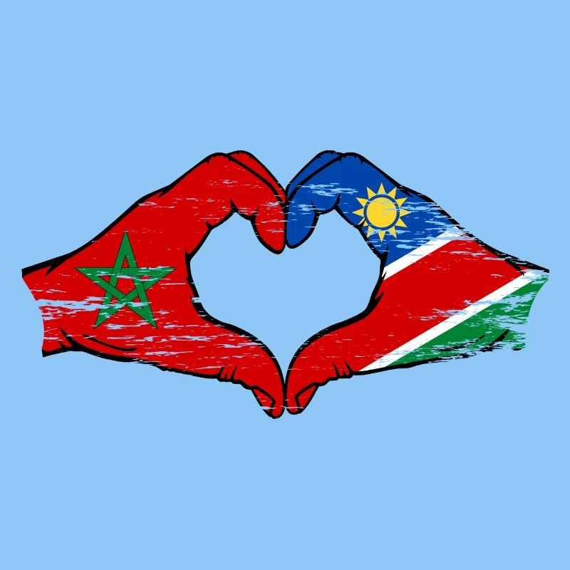 Morocco Namibia Flag Hands Heart Shape