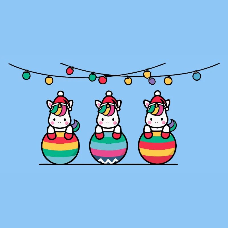 3 Einhörner Weihnachtskugeln Freunde