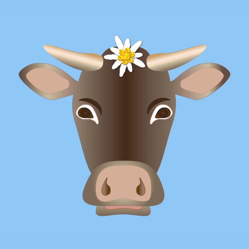 Vache alpine avec edelweiss