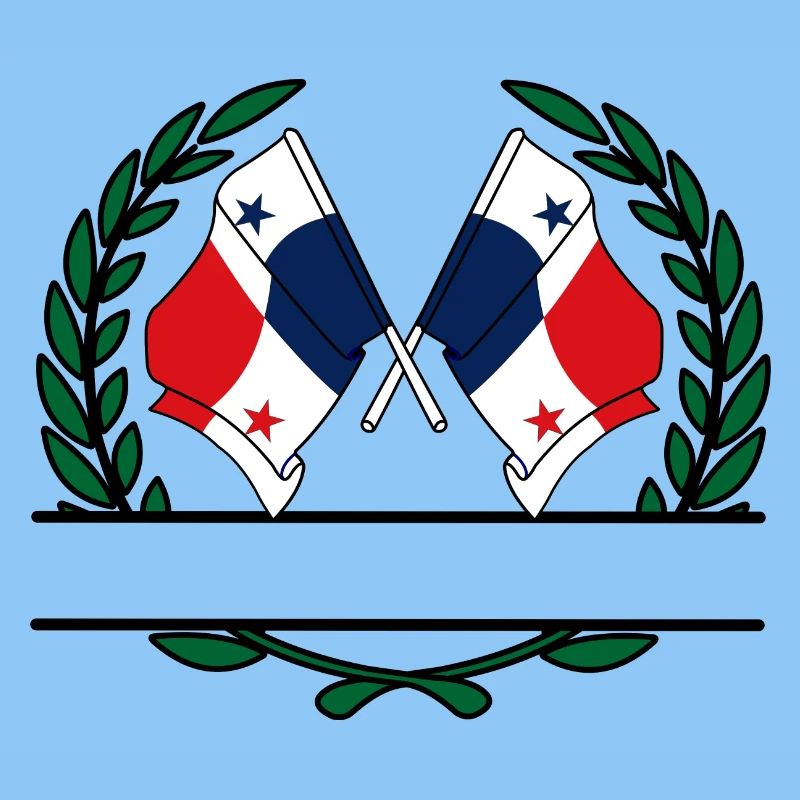 Flags Panama laurel wreath banner