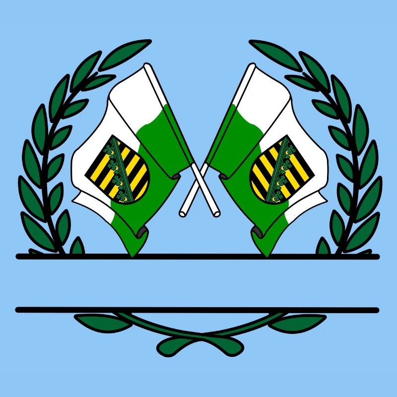 Flags Saxony laurel wreath banner