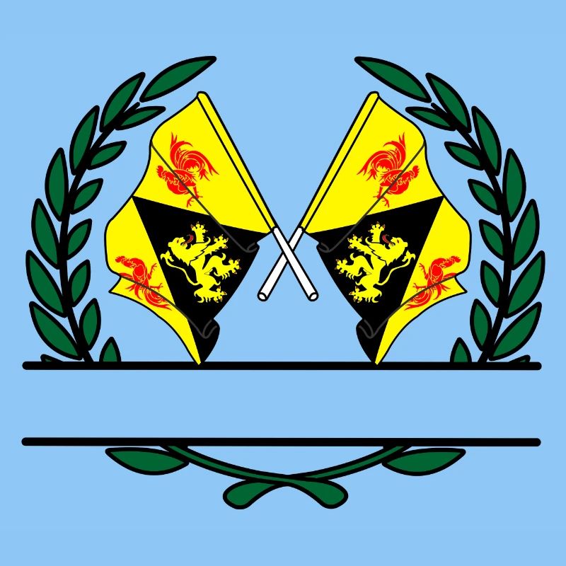 Drapeaux Brabant Wallon en bannière couronne de laurier