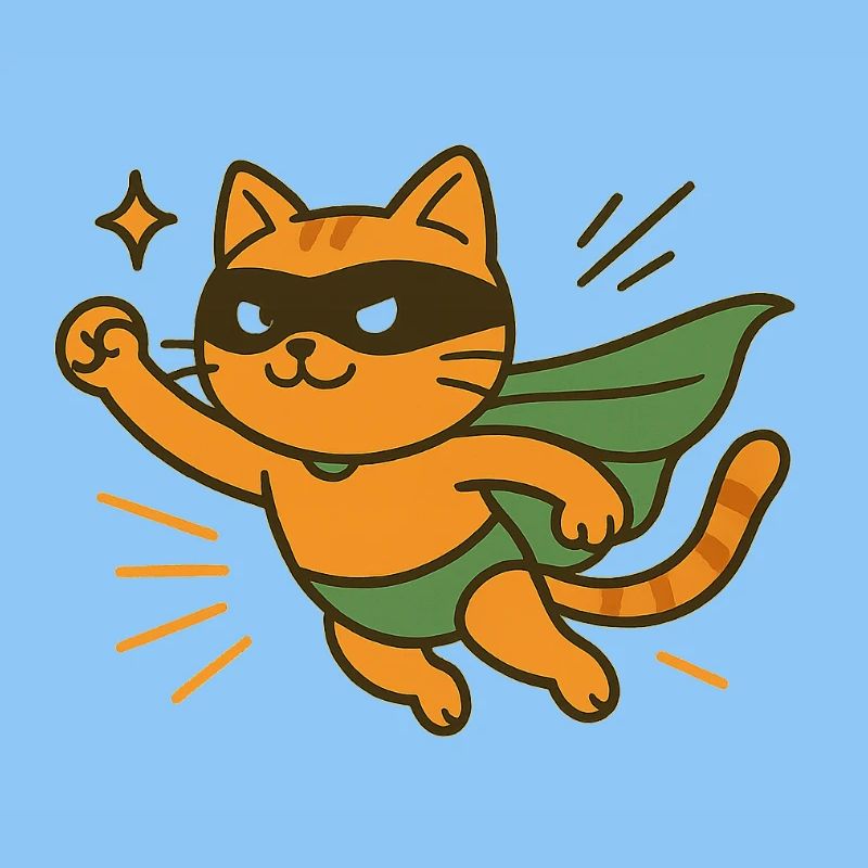 Chat Superhéros Orange Cape