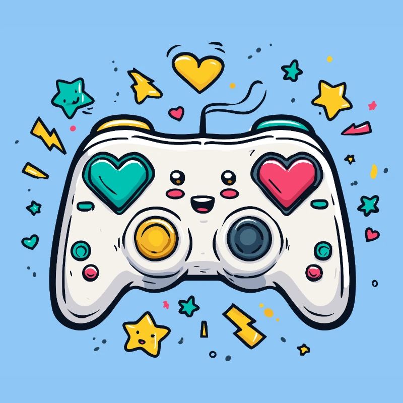 Herzcontroller Neon Spieldesign