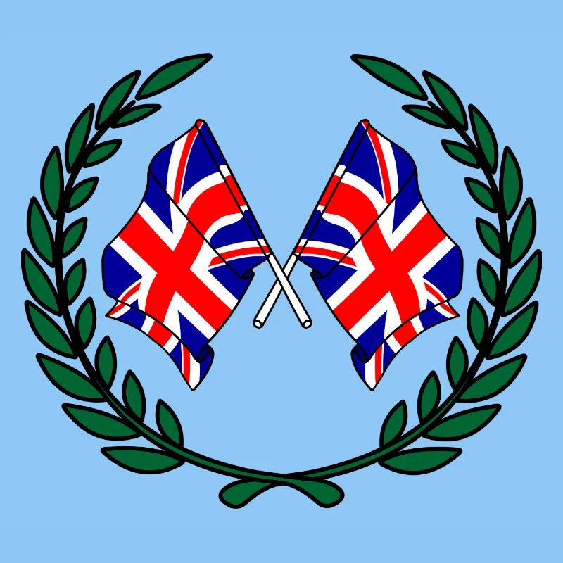 Drapeaux Angleterre en couronne de laurier