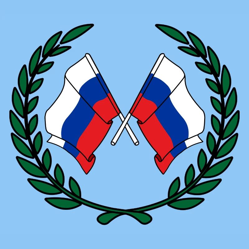 Drapeaux de la Russie en couronne de laurier
