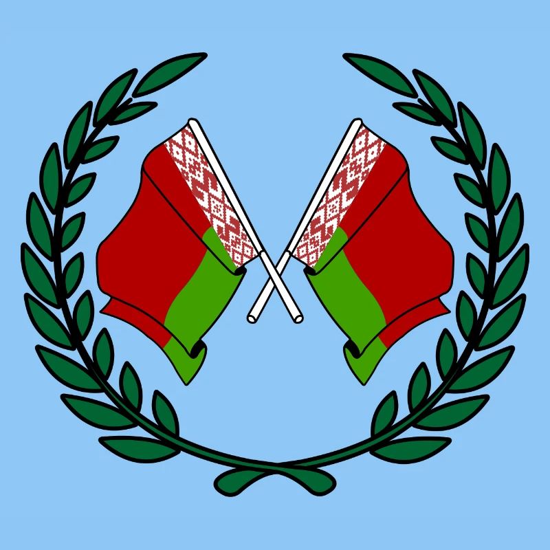 Drapeaux Biélorussie en couronne de laurier