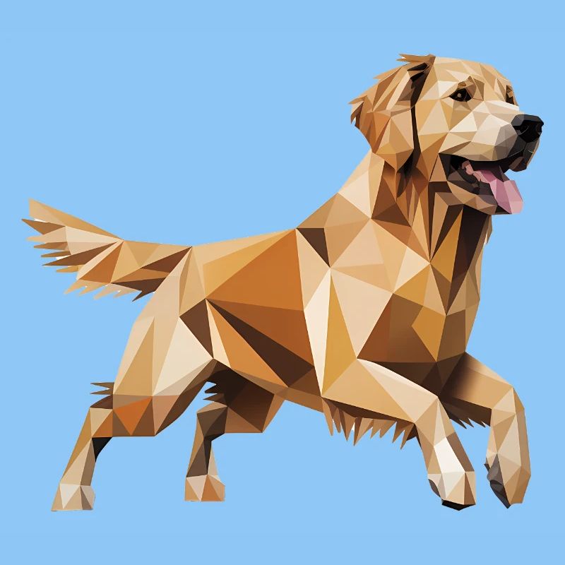 Golden Retriever - Cool Low Poly  Logo