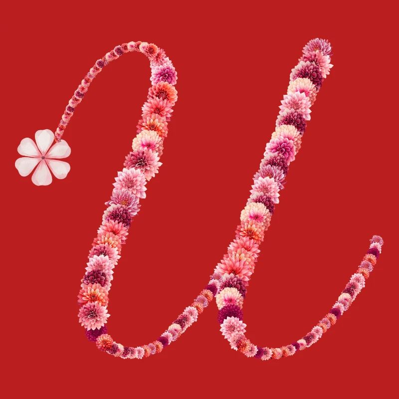 Romantisches Blumenmonogramm "U"