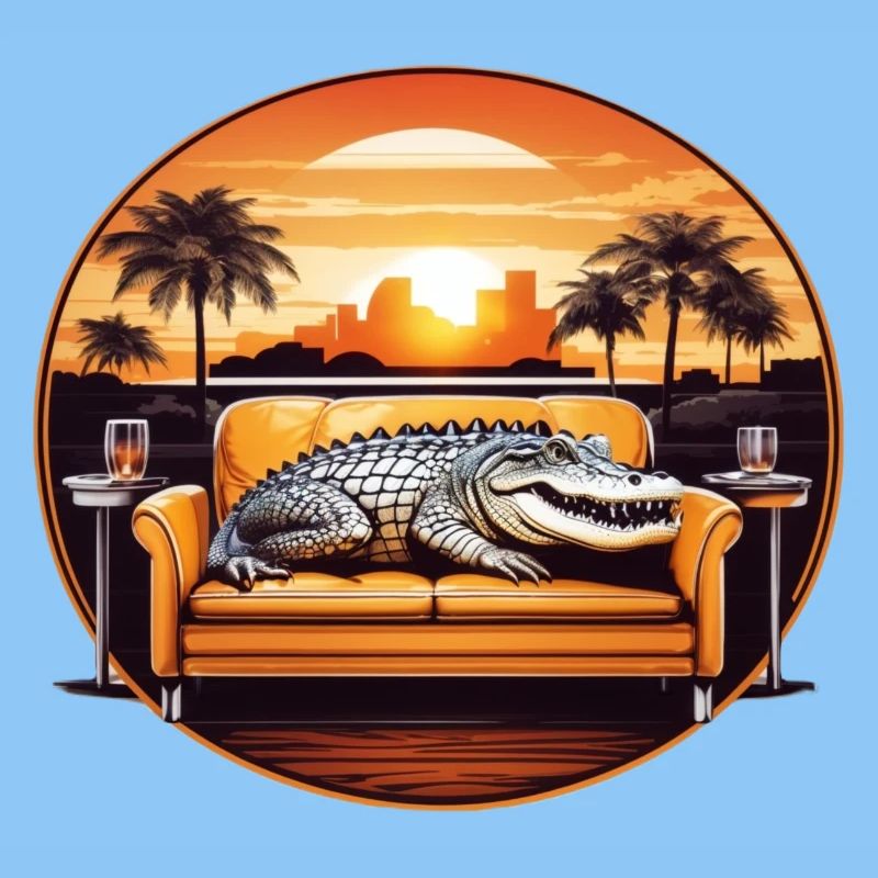 Alligator on sofa