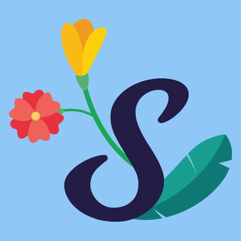 Eleganter Buchstabe 'S' mit Blumen