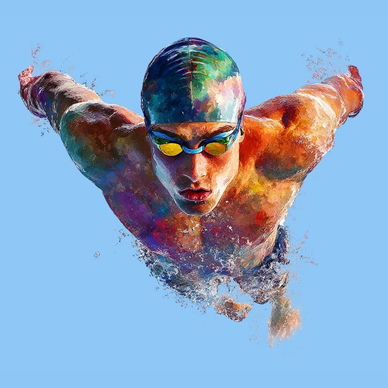 Wasserschwimmer Farbexplosion