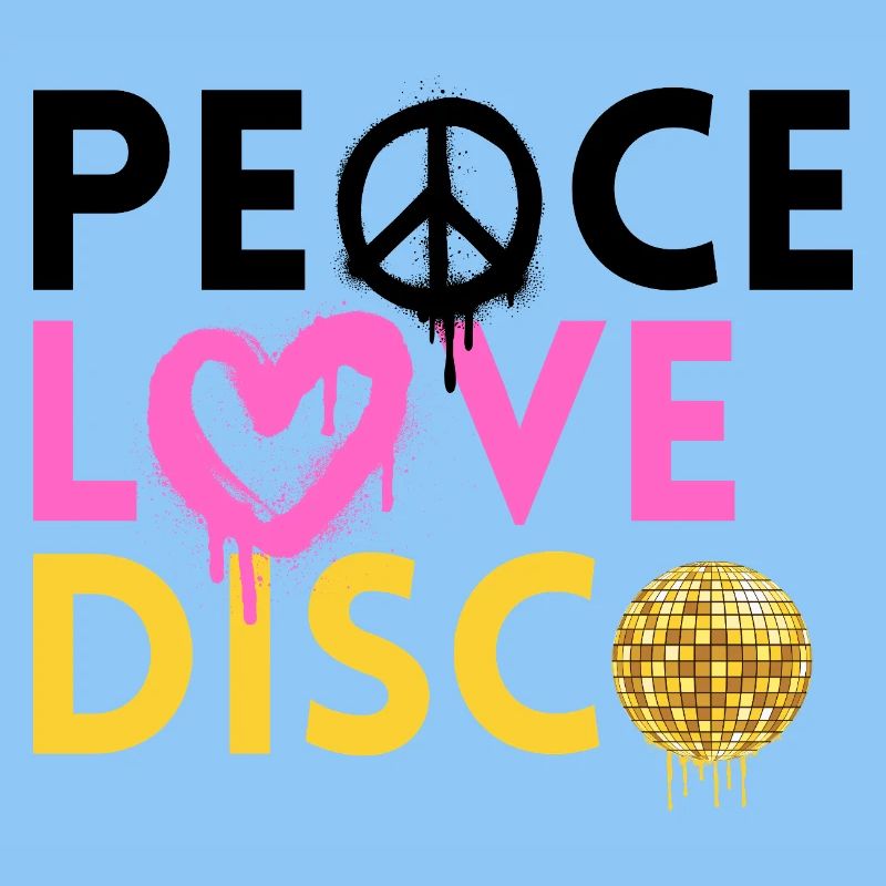 Peace Love Disco Neon Retro Art