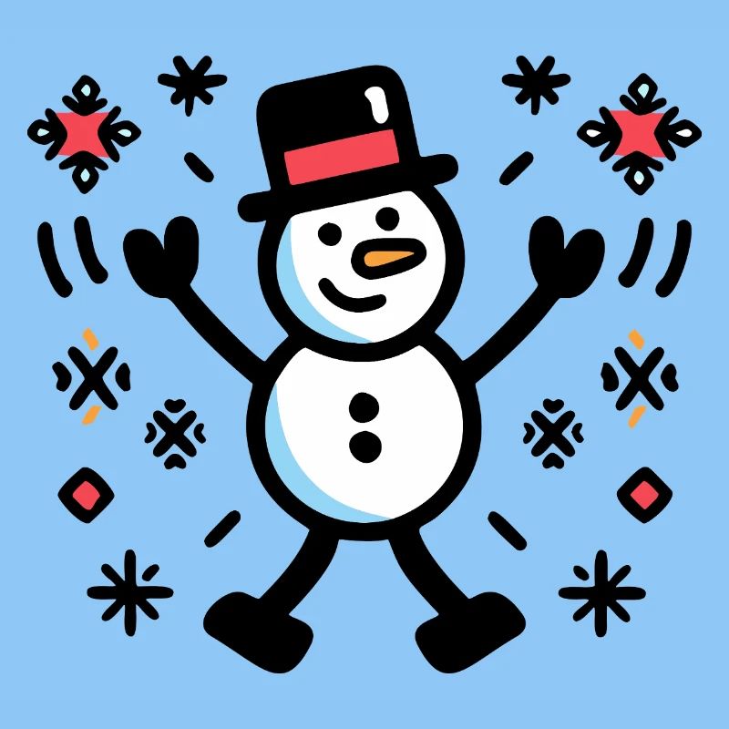 Cheerful Snowman Comic Winter