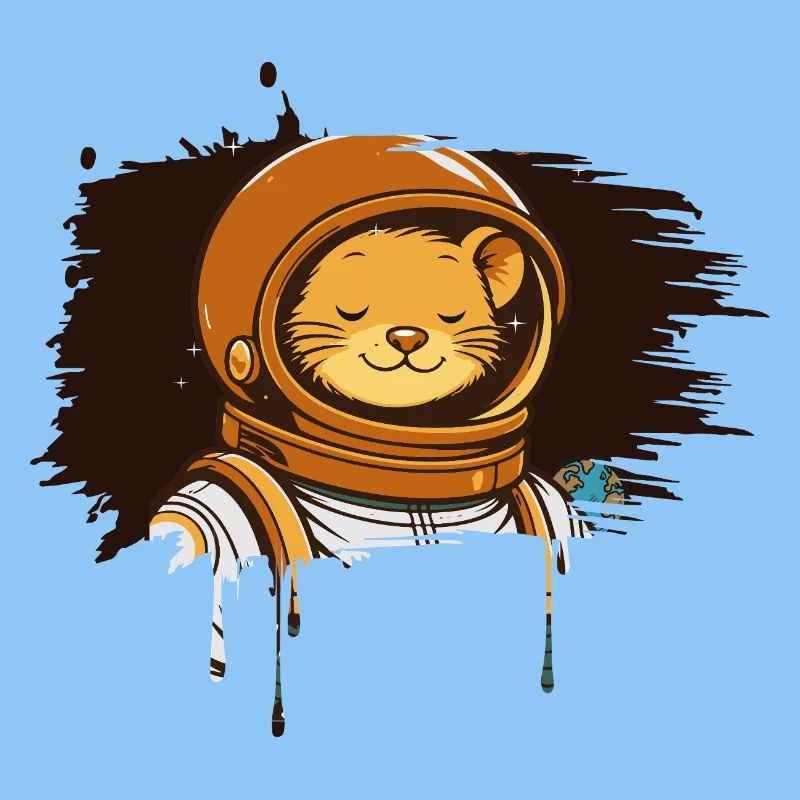 Relaxed astronaut mouse in modern comic style