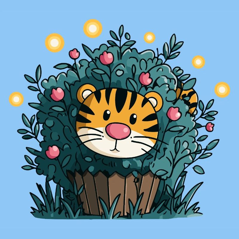 Tigre dans le buisson fleuri