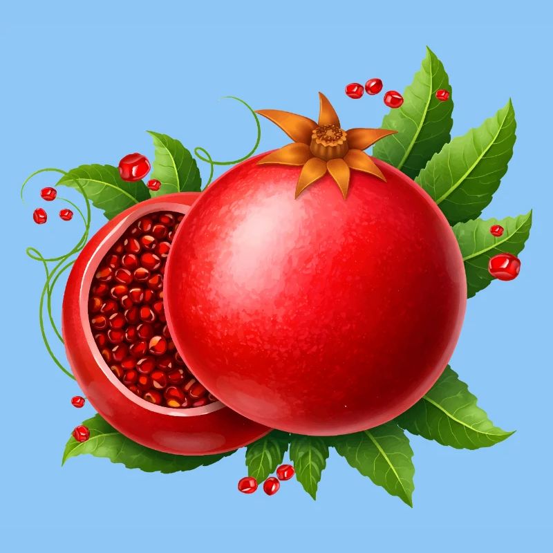 Pomegranate with leaves