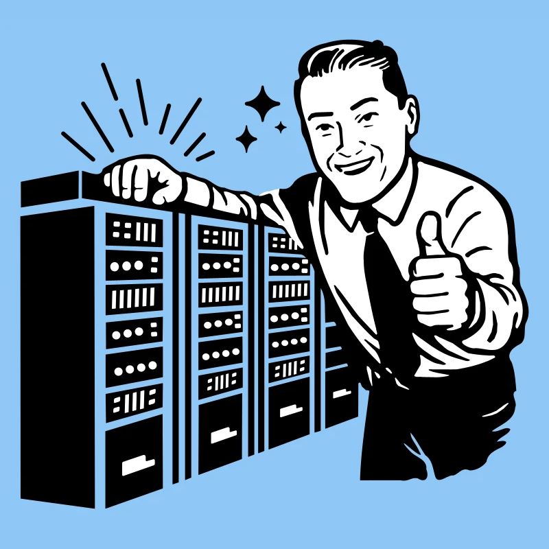 Retro IT-Admin lächelt – Vintage Tech Support