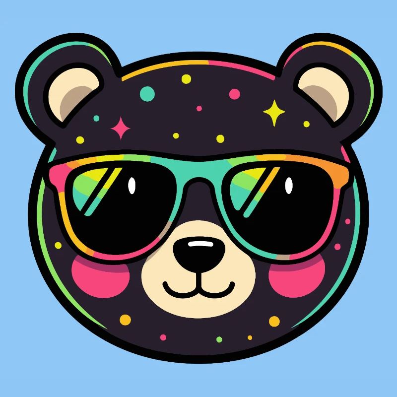 Polychrome Neon Panda with Glasses
