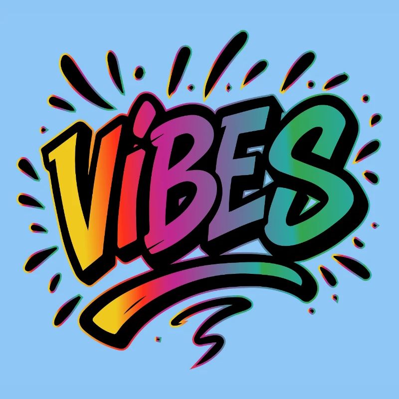 Lettrage graffiti VIBES – Déclaration colorée