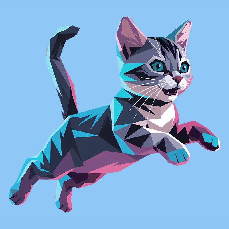 Kätzchen - Cooles Low-Poly-Logo