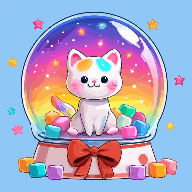 Regenbogen Katzen Snowglobe