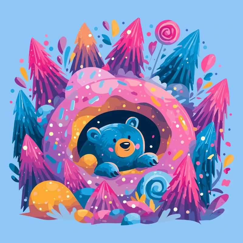 Ours dans Donut Dream Forêt de néons