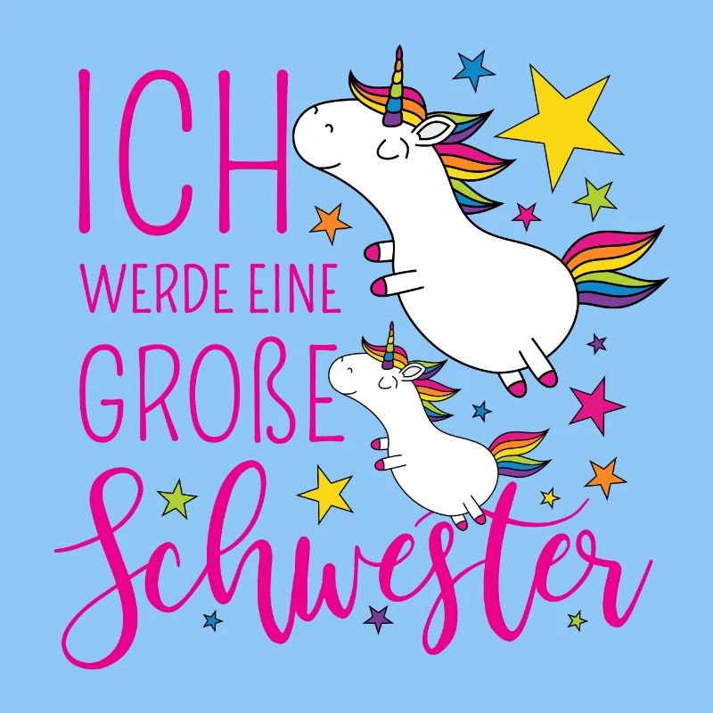 Große Schwester Einhorn Einhörner pink Sterne bunt