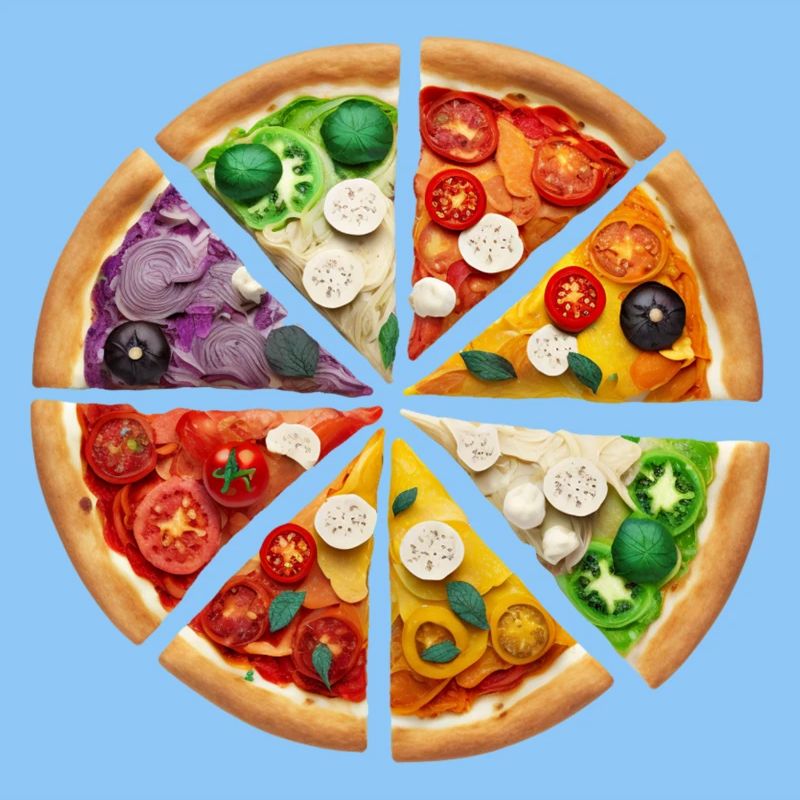 Regenbogenpizza Segmente