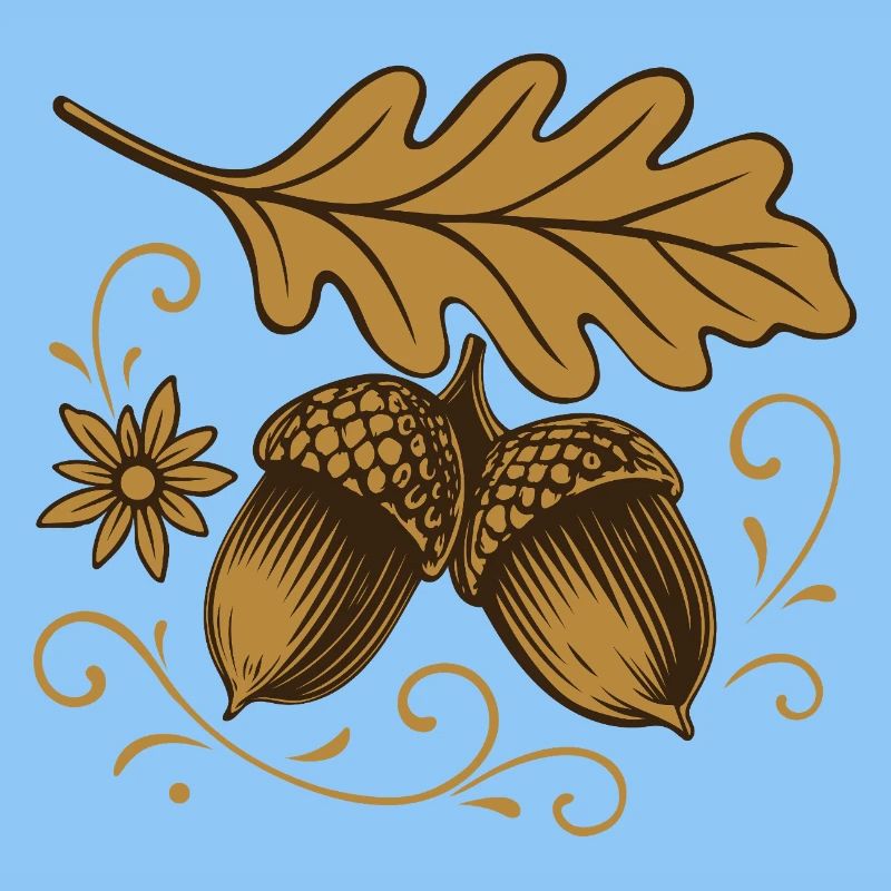 Eicheln mit Blatt – Herbst Design