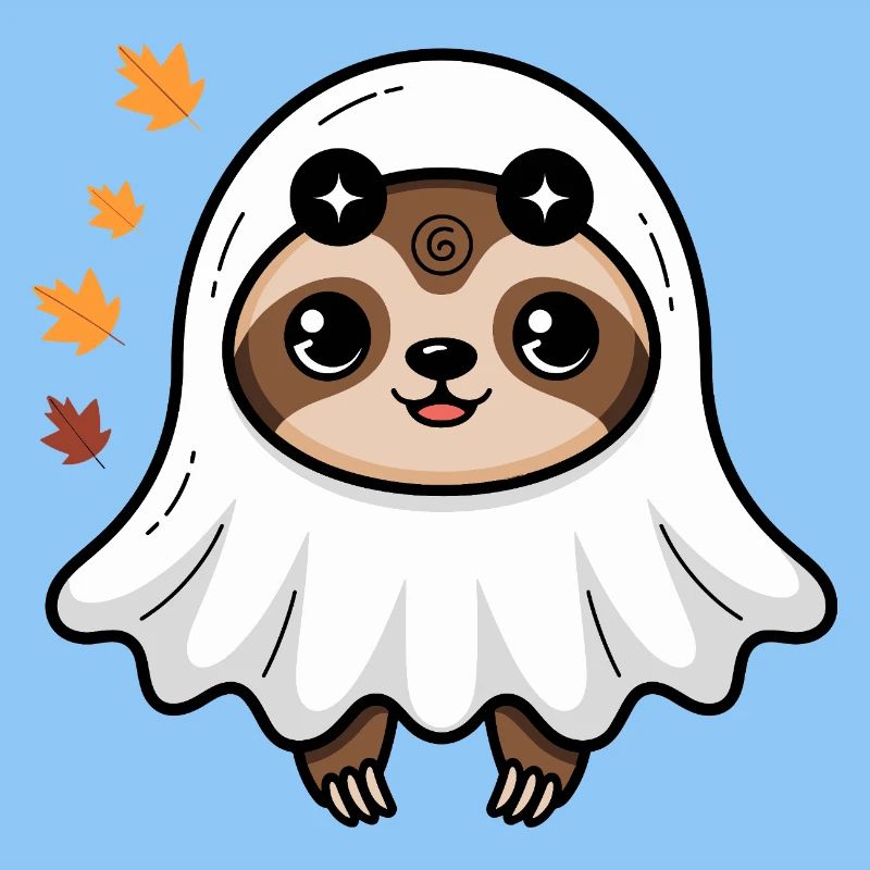  Süßes Faultier Halloween Geist Design mit