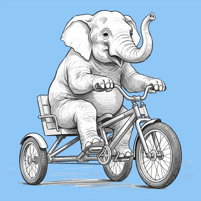 Elefant auf einem Dreirad
