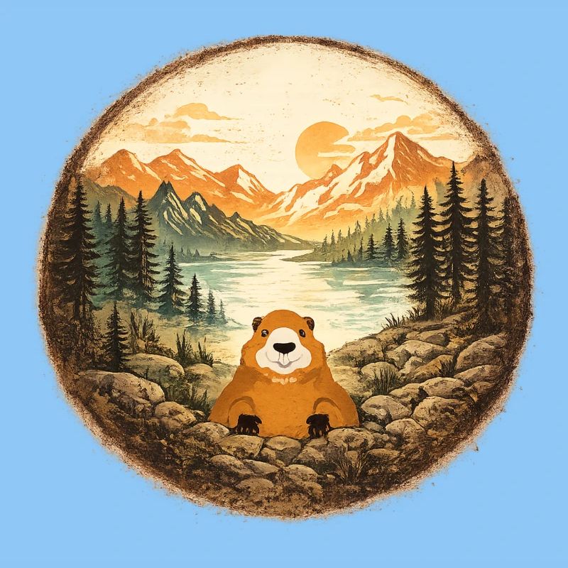 Marmot forest lake mountain