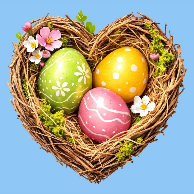Heart-shaped Easter basket with eggs