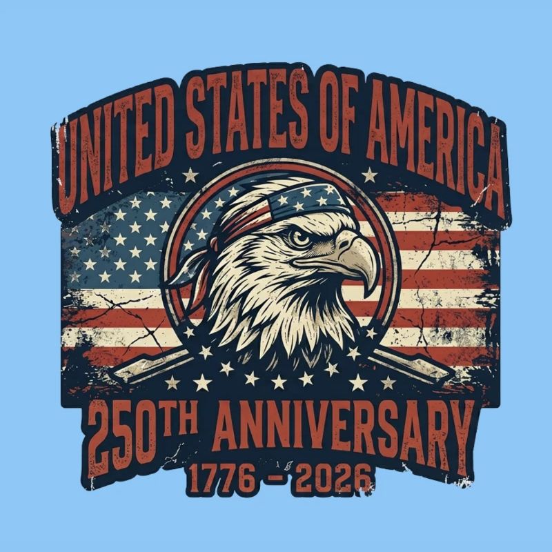 Aigle devant le drapeau américain – États-Unis 250 ans