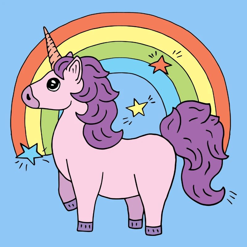 Licorne Elsbeth devant un arc-en-ciel