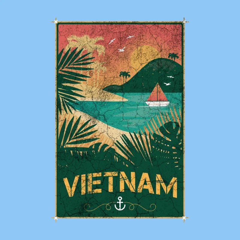 Conception de plage vintage Vietnam