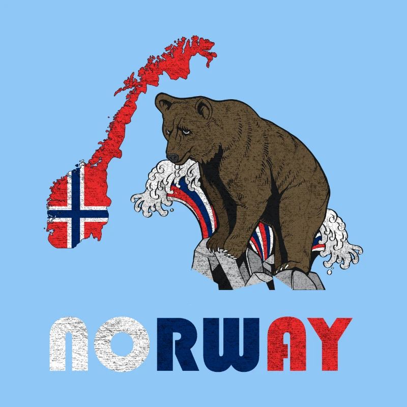 Conception d'ours de Norvège avec carte et drapeau