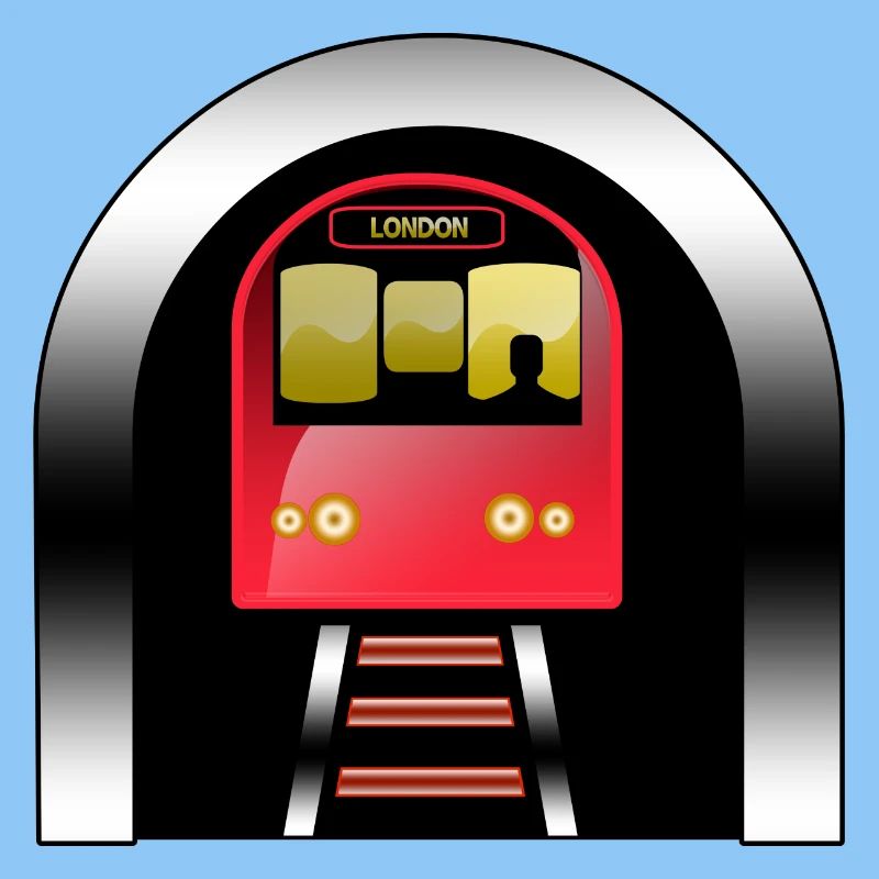 London red train under arch