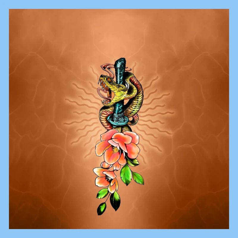 Superbe serpent avec des fleurs.