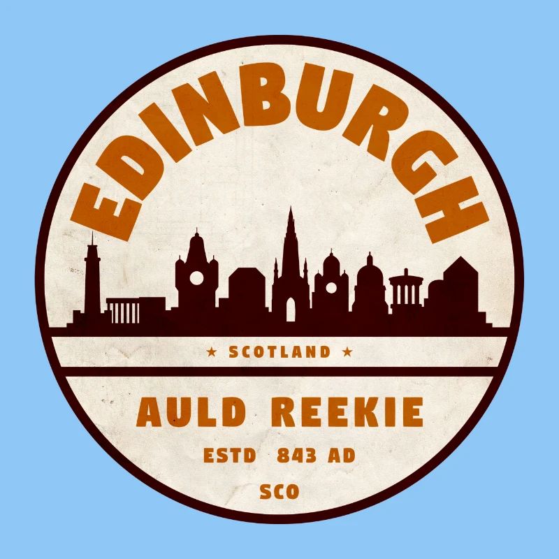 Edinburgh Skyline Retro Badge
