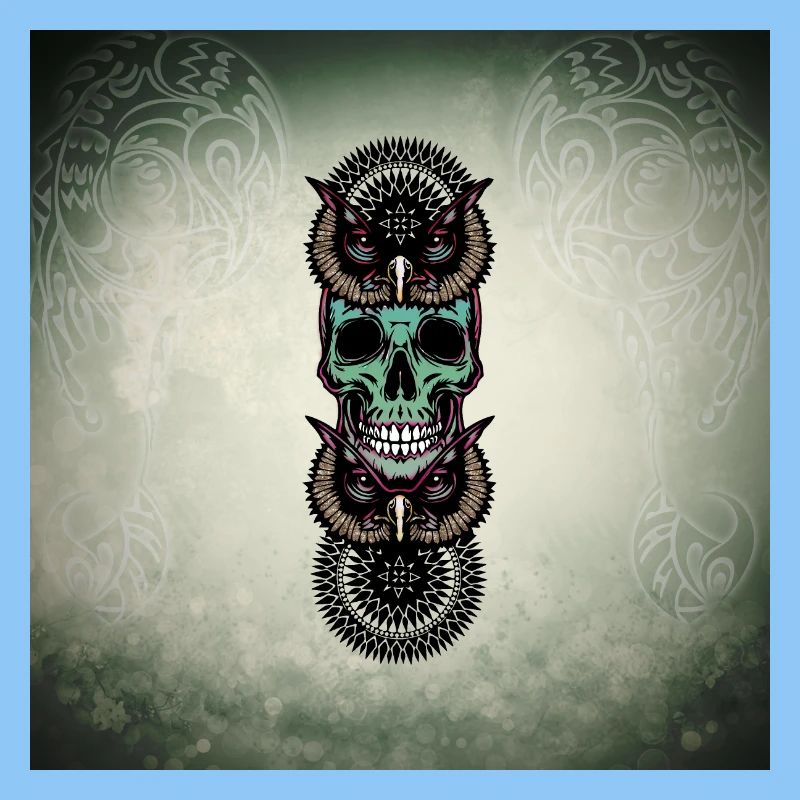 Totenkopf mit Eule