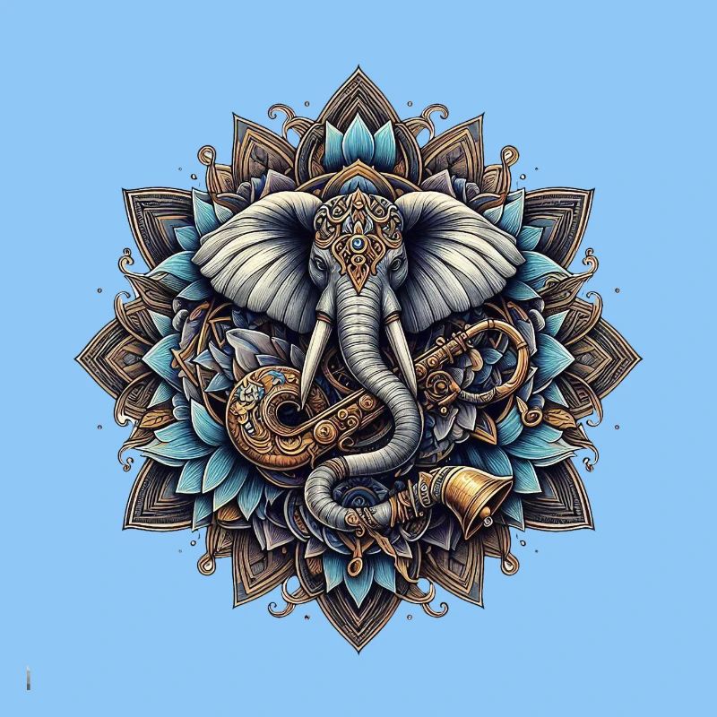 Elefantenmandala im Steampunk-Stil